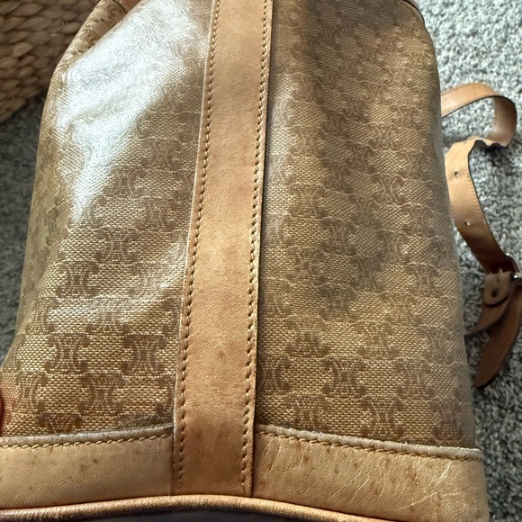 💎VINTAGE 💎AUTHENTIC Celine Macadam Triomphe canvas and leather bucket bag. - Picture 12 of 15